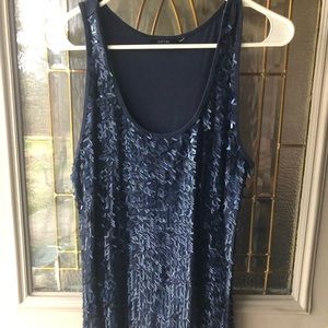 Apt. 9 sleeveless top, navy blue, sequins, size L